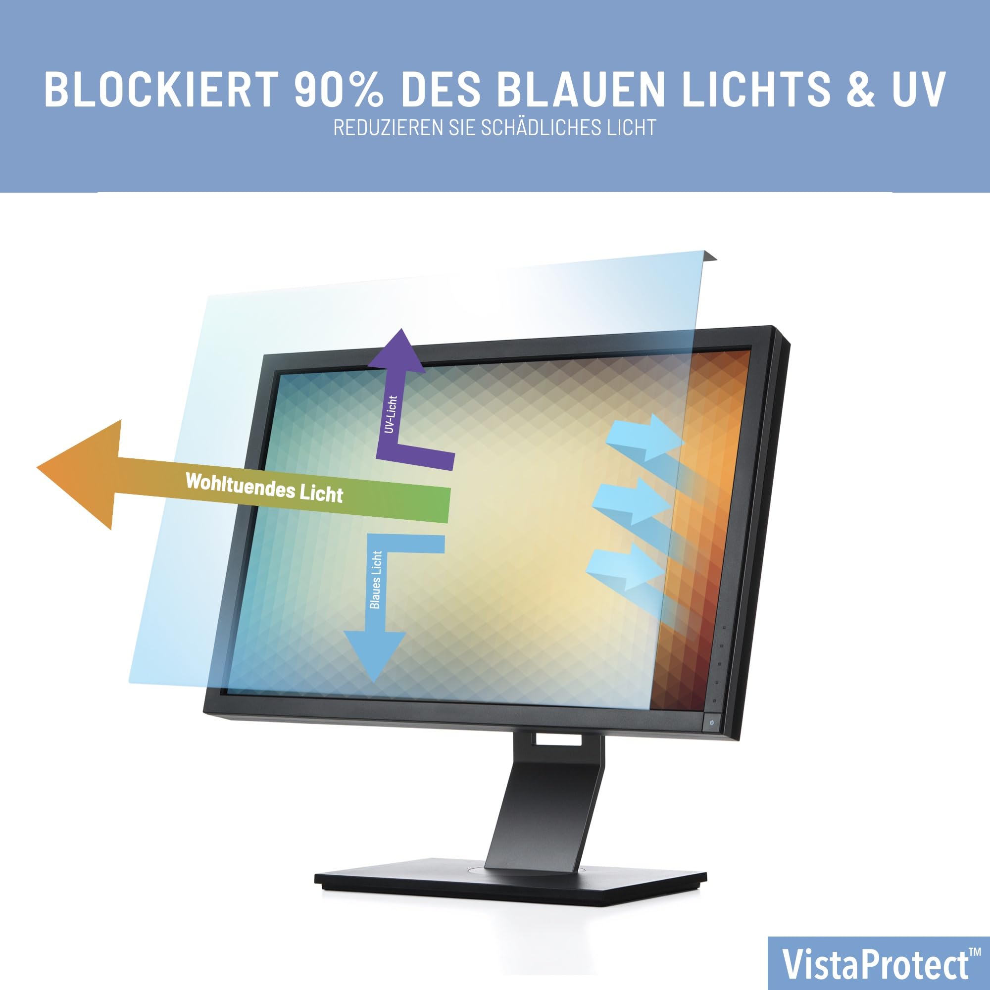 VistaProtect Premium Anti-Blaulichtfilter für Computermonitore, Abnehmbar (26" bis 27" Zoll)
