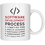 Software Development Process Funny Coffee Mug, Programming Debugger Gift, 11 oz Ceramic