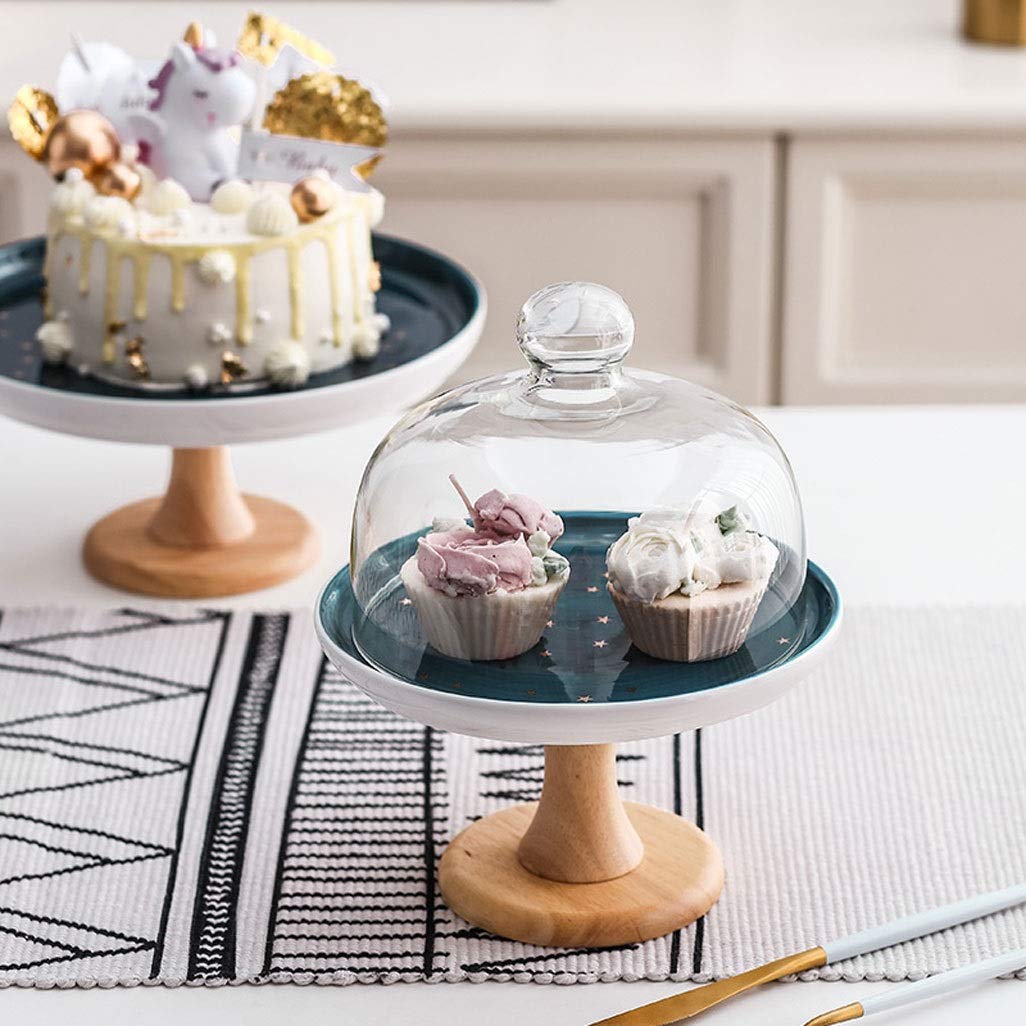 Stojak na ciasto Ceramiczna forma do ciasta w kształcie gwiazdy Wysoka szklana pokrywa Taca do eksponowania deserów Stojak na ciasto Stojak na ciasto,Jeden kolor-L