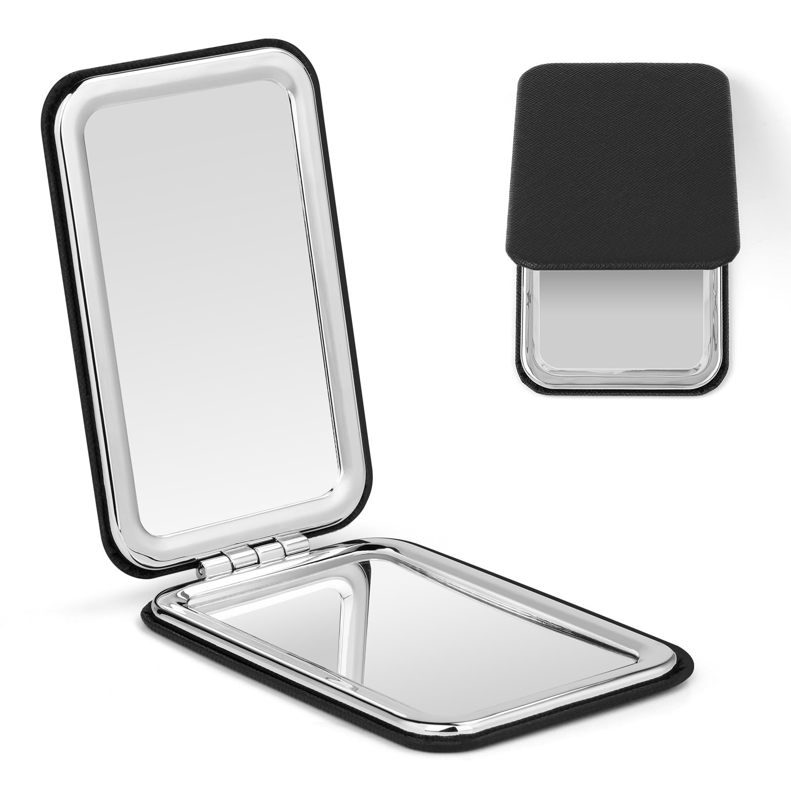 OSDUE Specchio da Viaggio Portatile con Ingrandimento, Specchio da Viaggio a due Lati Trucco, per il trucco Specchio per il trucco professionale bifacciale (Grande pelle rettangolare)