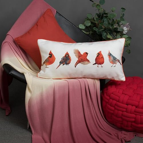 Miniatura 8 de JWH Funda de cojín con diseño de pájaros coloridos, linet, funda de cojín decorativa de chenilla, para el hogar, sofá, automóvil, cama, sala de