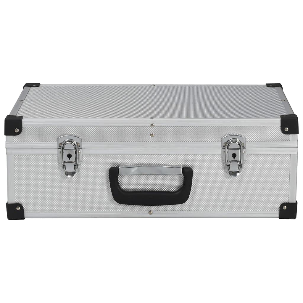 vidaXL Valigetta per Attrezzi Resistente Durevole Organizzata con Vani Scomparti Sicura Spaziosa Cassetta Scatola 46x33x16cm Argento in Alluminio