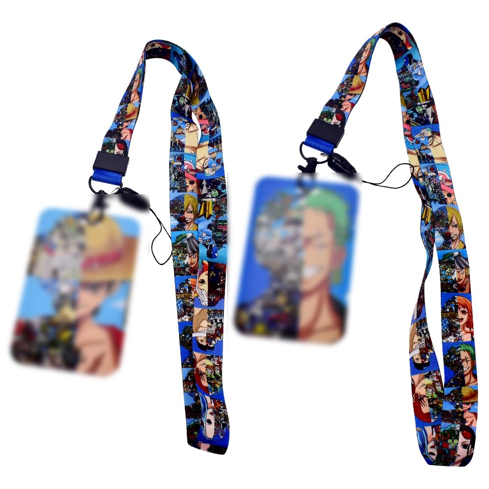 Anime Lanyard, 2PCS Correa Para el Cuello Anime Lanyard Portatarjetas Cordón con Soporte para Tarjetas Cordón con Portatarjeta Cuello Porta Tarjetas Colgante Impermeable para Llaves, Oficina