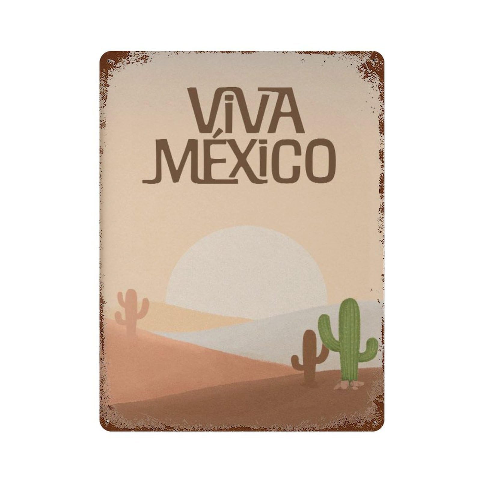 xiaoxiaoshen Viva Mexico Cactus Landscape Wall Decor Art Metal Tin Poster Modern Home Decor Art Home Bar Shop Decorations Vintage Sign 40x30cm