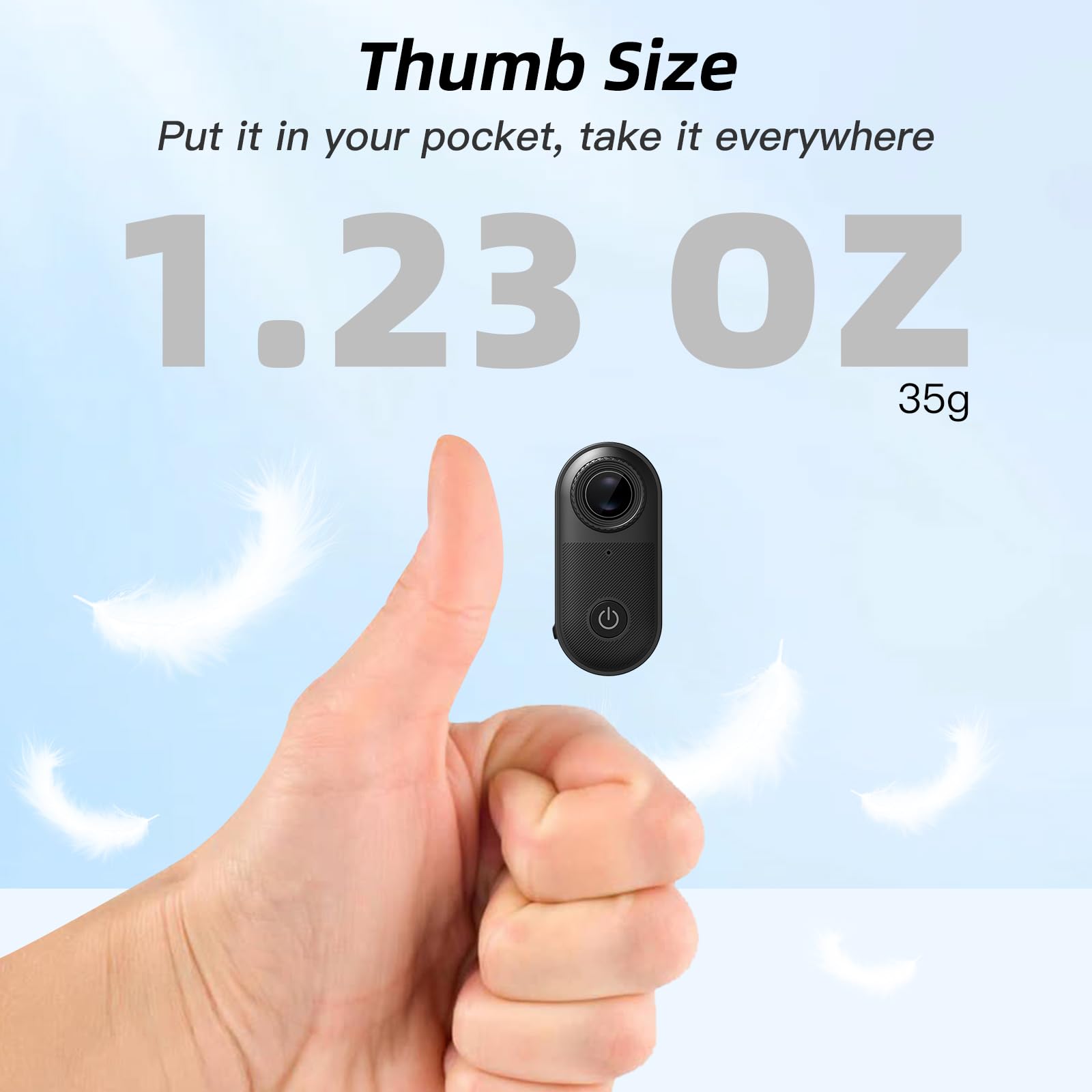 2.7K Camara Moto Tamaño Pulgar Magnética Portátil e Impermeable Body Cam | Con Tarjeta de Memoria y Accesorios, Grabación Audio y Vídeo para Deportes, Viajes, Vlogs y Exterior