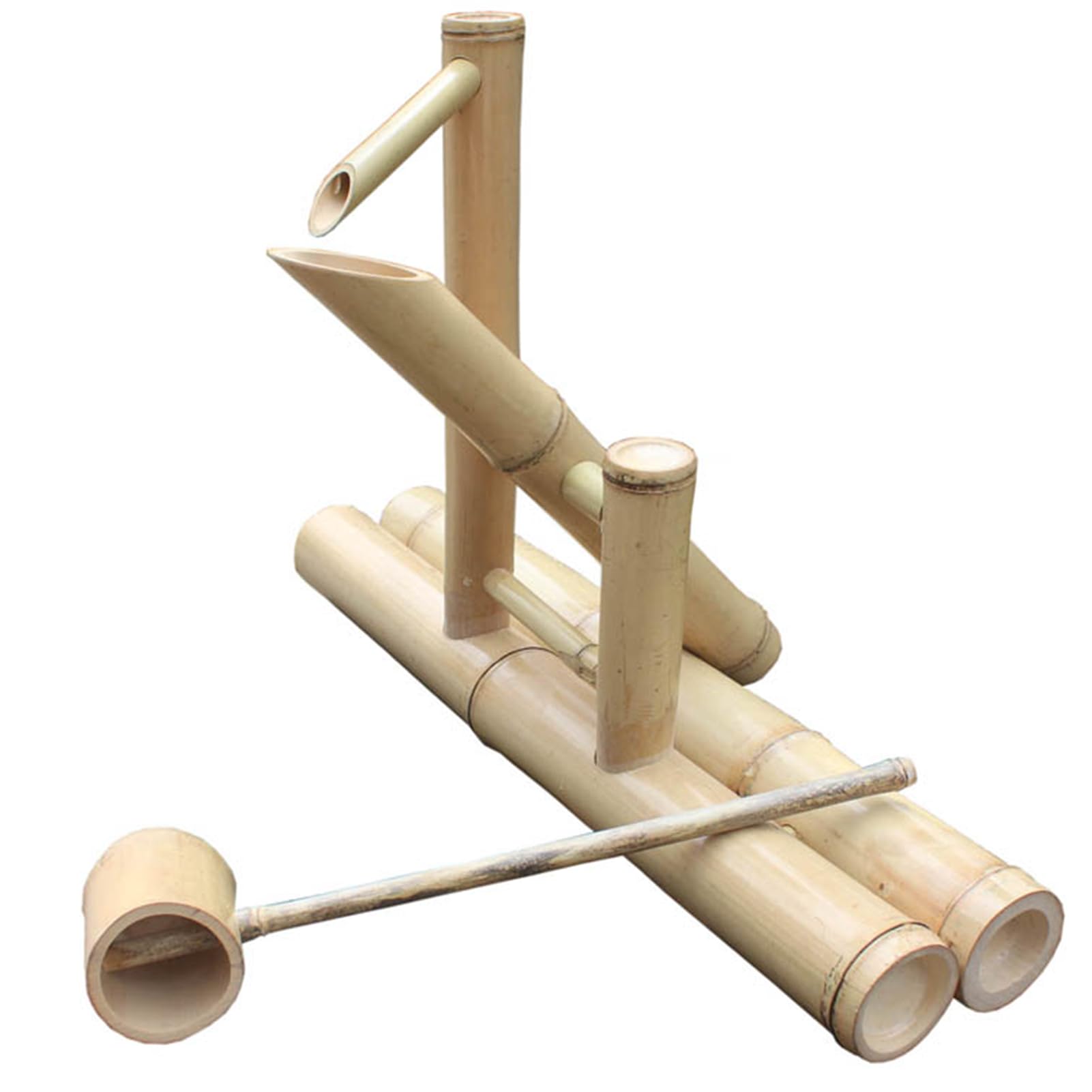 Kit Fuente Bambú, Fuente Agua Madera con Bomba Mecedora para Paisajes, Fuente Agua para Paisajismo Zen Adecuada para Terrazas Y Patios Oficinas
