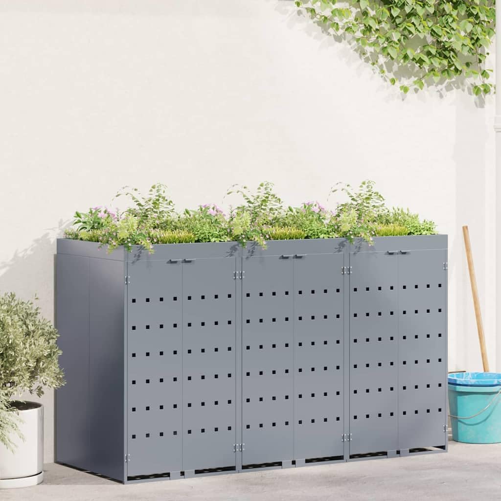 Almacenamiento de Cubos Wheelie para 3 Cubos Gris Claro,Casa y jardín,Productos del hogar,Accesorios para contenedores de residuos,Soportes para contenedores de residuos,72.2kg-3394749