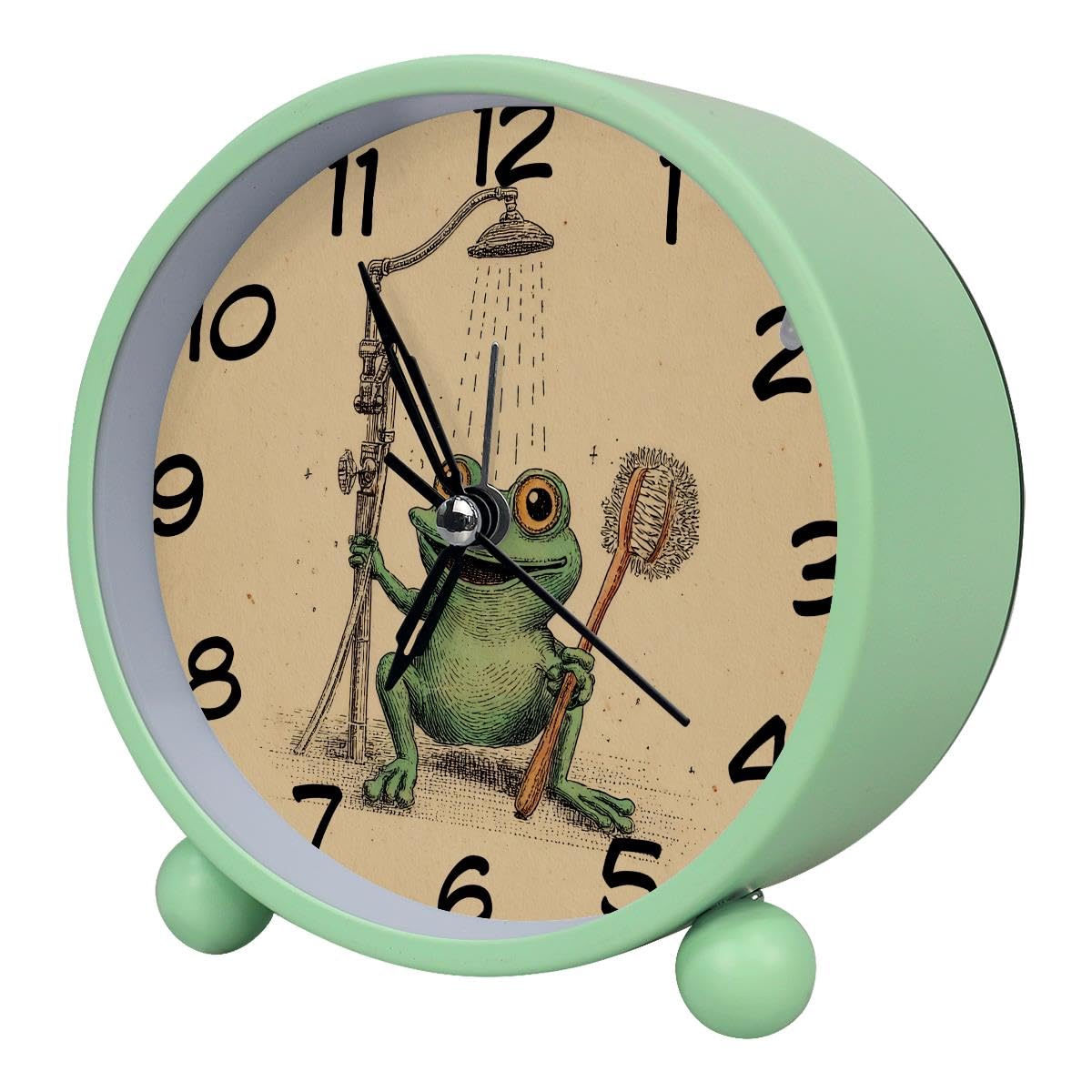 Luoweisi Analog Alarm Clock Funny Frog, Silent Non-Ticking with Night Light, Battery Operated, Round Desk Alarm Clock for Office, Bedroom, Elderly, Adults, Children, Student Gifts