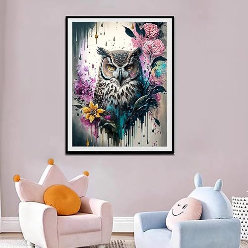 Miniatura 4 de YPF Diamonds - Pintura de diamantes para adultos, diseño de búho de flores 5D, juego de pintura de gemas florales para bricolaje, decoración de