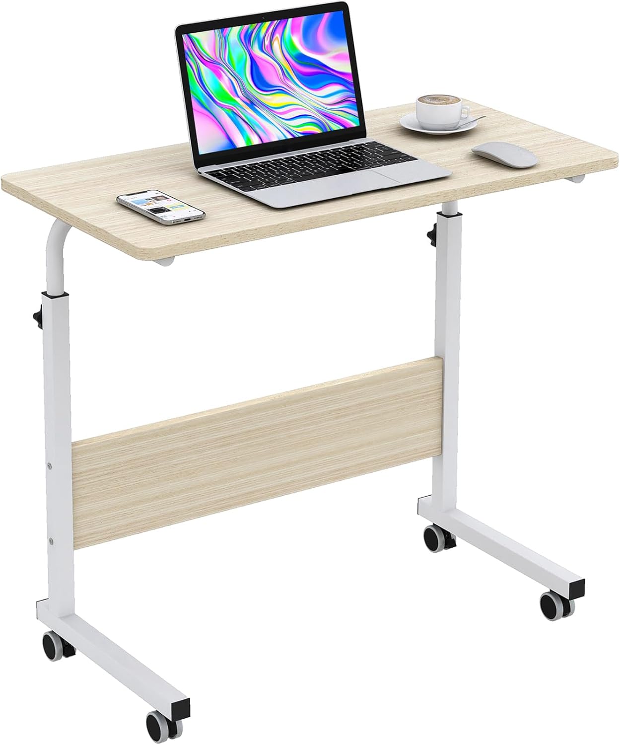 sogesfurniture Mobile Side Table 31.5 Inches Tablet Wheels