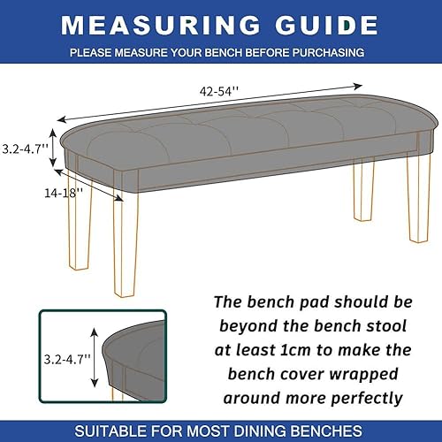 Miniatura 7 de CRFATOP Funda estampada para asiento de banco de comedor, funda elástica y tapizada, extraíble y lavable, fundas para silla de comedor para