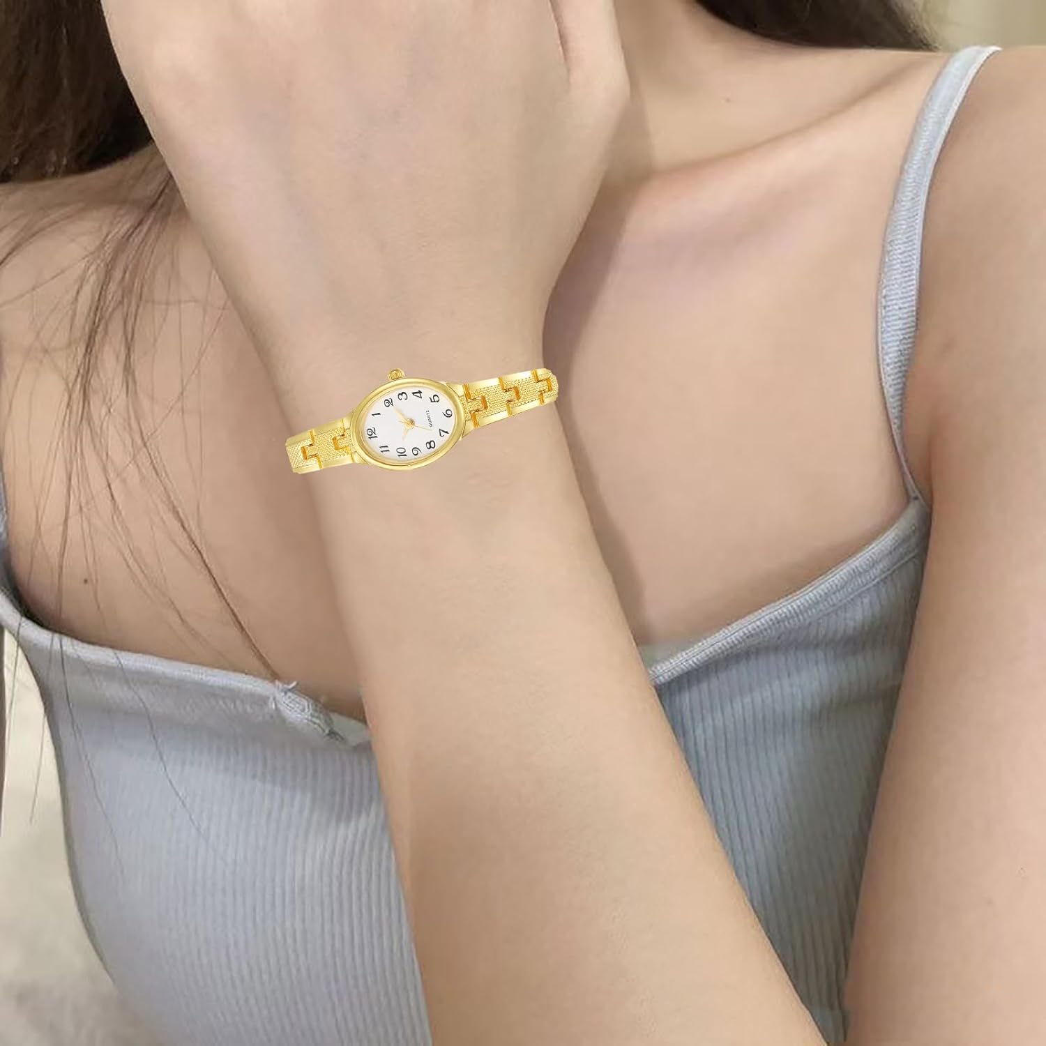 GOODLIYA Luxury Watches for Women Gold Small Vintage Bracelet Elegant Oval Dial Fashion Quartz Wrist Watch - Image 4