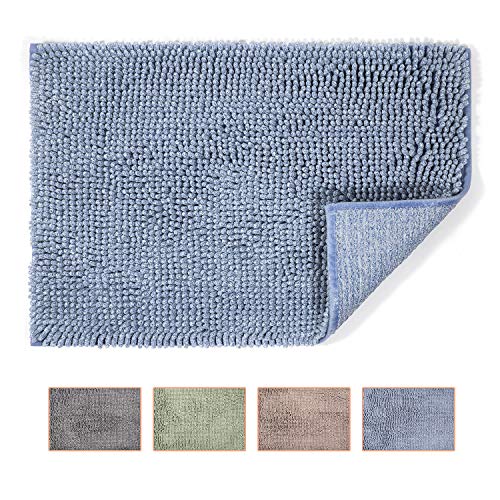 BEQHAUSE Chenille Bath Rug, Extra Soft Absorbent Shaggy Rugs Floor Mats,Non Slip Microfiber Shower Rug,Machine Washable, (20  x 30 ,Blue)
