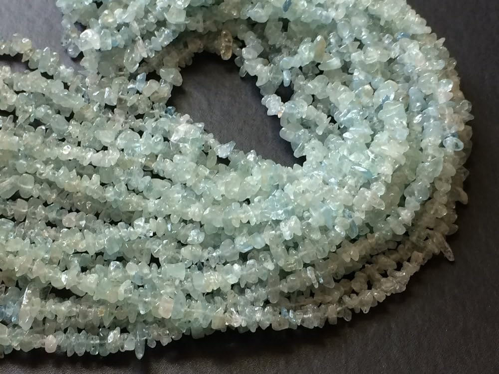4-6mm Aquamarine Chips, Aquamarine Beads, Natural Aquamarine Chip Beads, Aquamarine Necklace, 32 Inch (1Strand To 5 Strand Options)