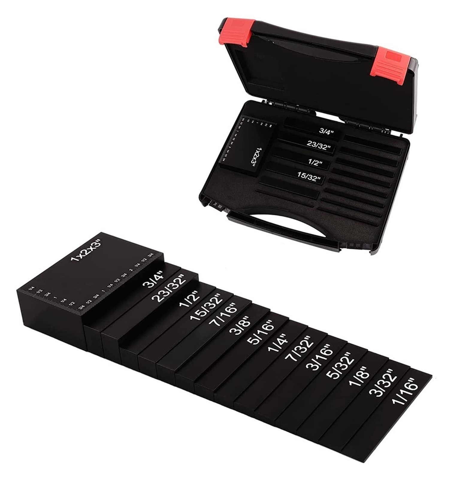 CVFRDD Gauge Block Set 15PCS 7PCS Setup Blocks Height Gauge Set Precise Aluminum Block Woodworking Bars For Router Table Saw Measuring Tool(Black 15PCS)
