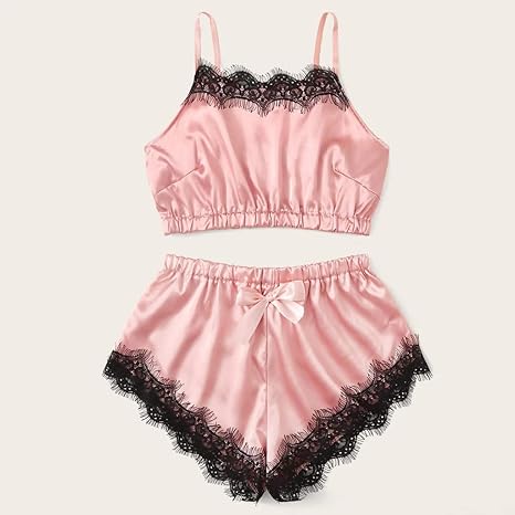 Pijamas Mujer Sexy Raya Cuello V Seda Suave y Confortable ...