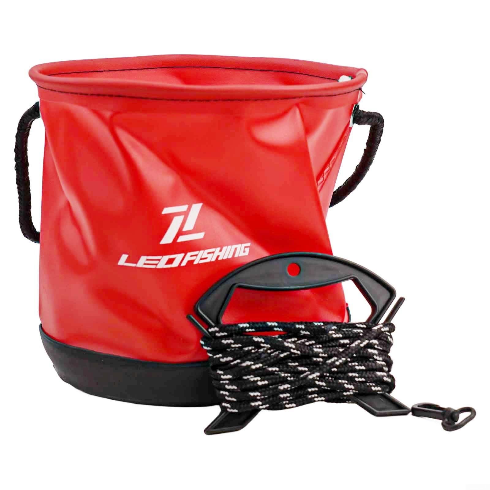 Seau de pêche étanche 4 5 L EVA pliable pour le camping, la randonnée et le nettoyage de voiture avec bretelles réglables (bleu)