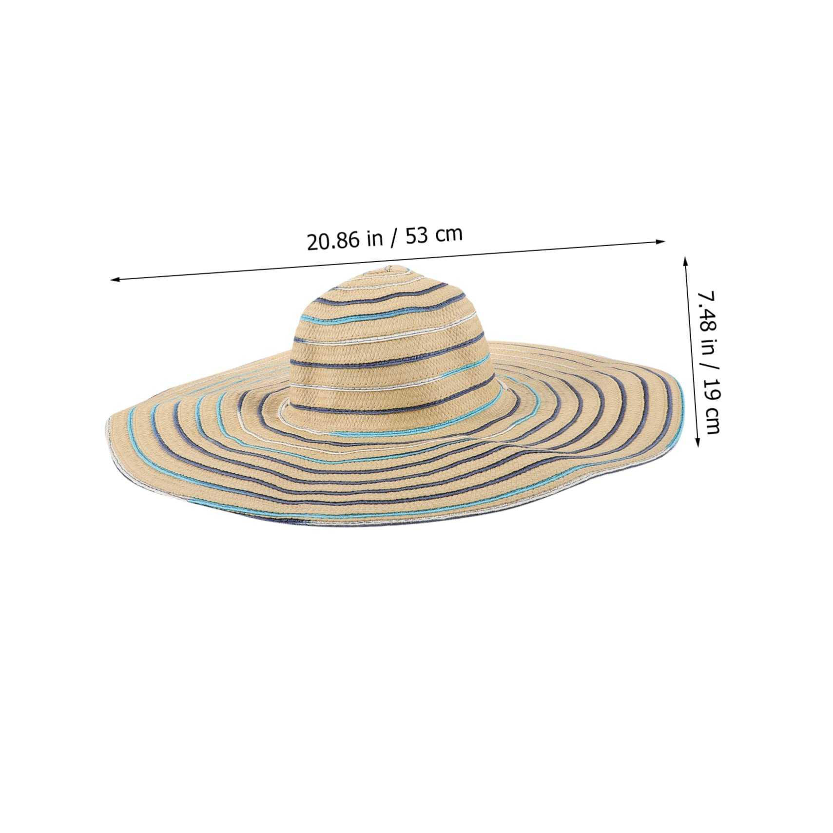 FOMIYES Cappello da Spiaggia in Paglia Falda Larga 17cm, Cappello da Sole Pieghevole per Donna Protezione Solare, Design a Righe Colorate, per Spiaggia e Viaggi