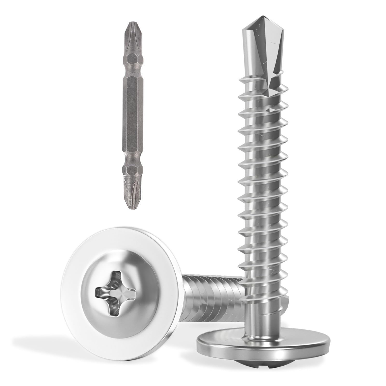 VGBUY 170pcs Self Drilling Screws for Metal,#8 x 1 Inch 410 Stainless Steel Self Tapping Sheet Metal Screws, Self Tapping Screws for Metal,Modified
