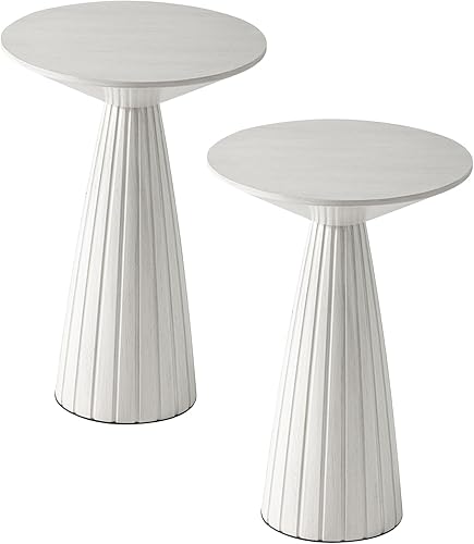 Miniatura 1 de Mesa redonda de martini con pedestal para bebidas, mesa auxiliar de madera para espacios pequeños, sala de estar, dormitorio, color blanco