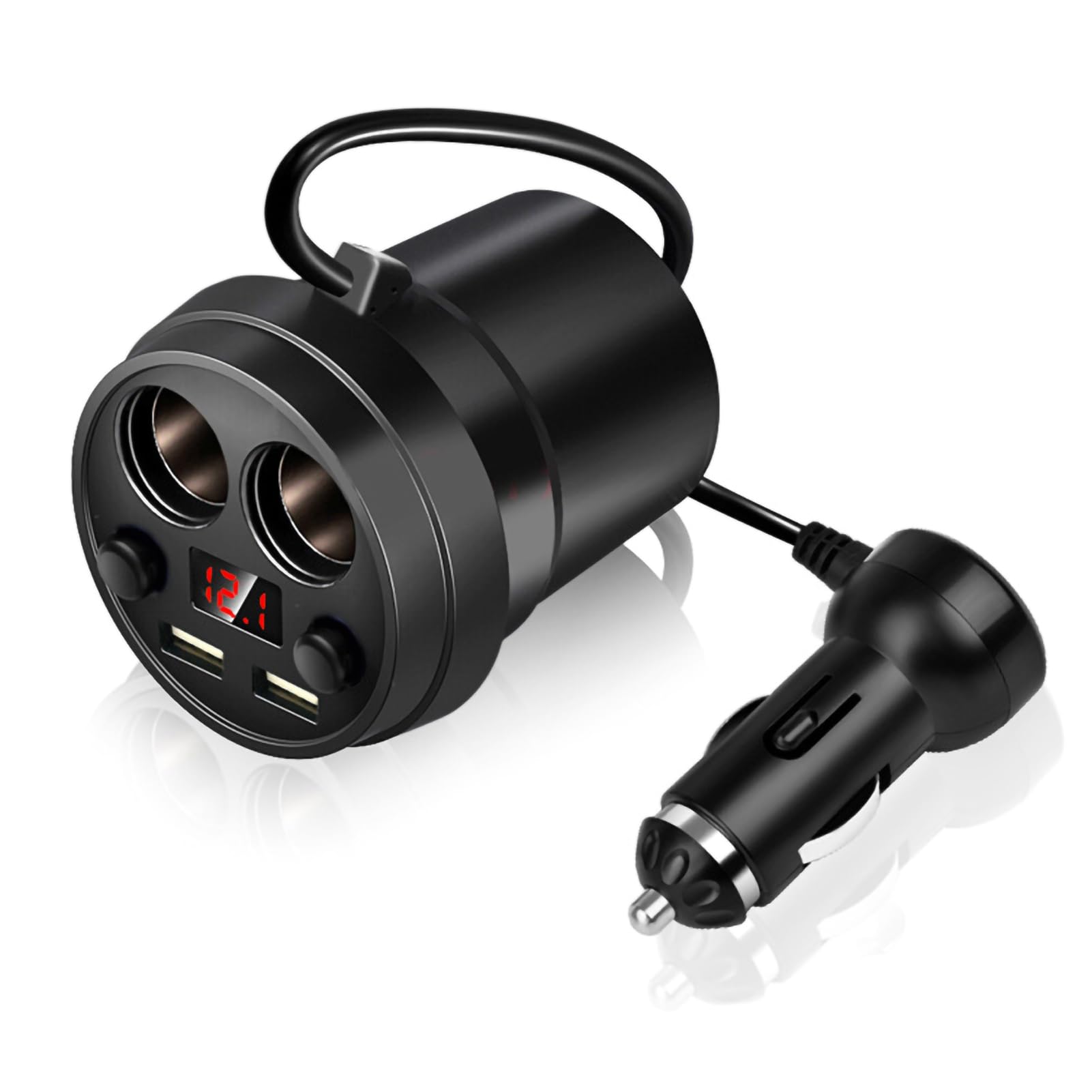 Sorandy 2 Sockets Car Cigarette Lighter Splitter, 12V/24V 120W Car Power Adapter Inverter, 3.1A Dual USB Port Car Charger Quick Charging, Compatible with Phone Androids GPS Dash Cam