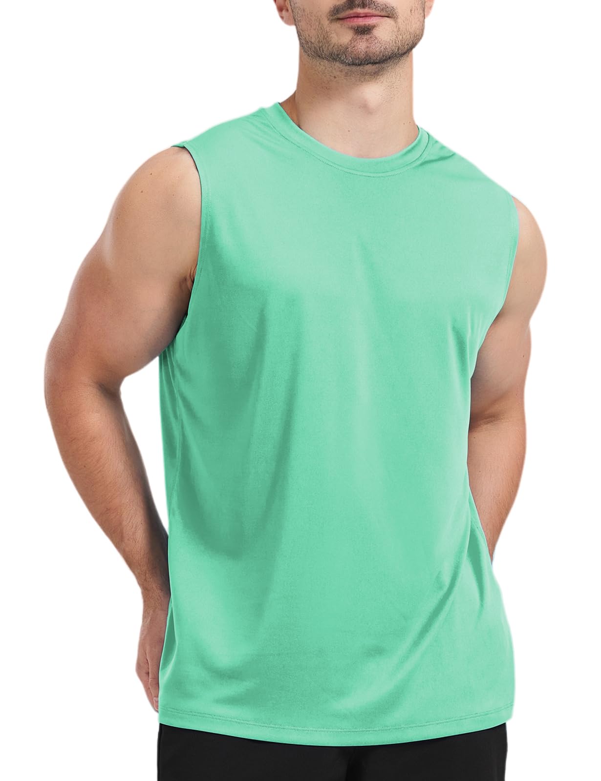 Upocool Men's Sleeveless UPF 50+ Swim Shirts Quick Dry Workout Tank Top UV Protection Running Gym Muscle T Shirts