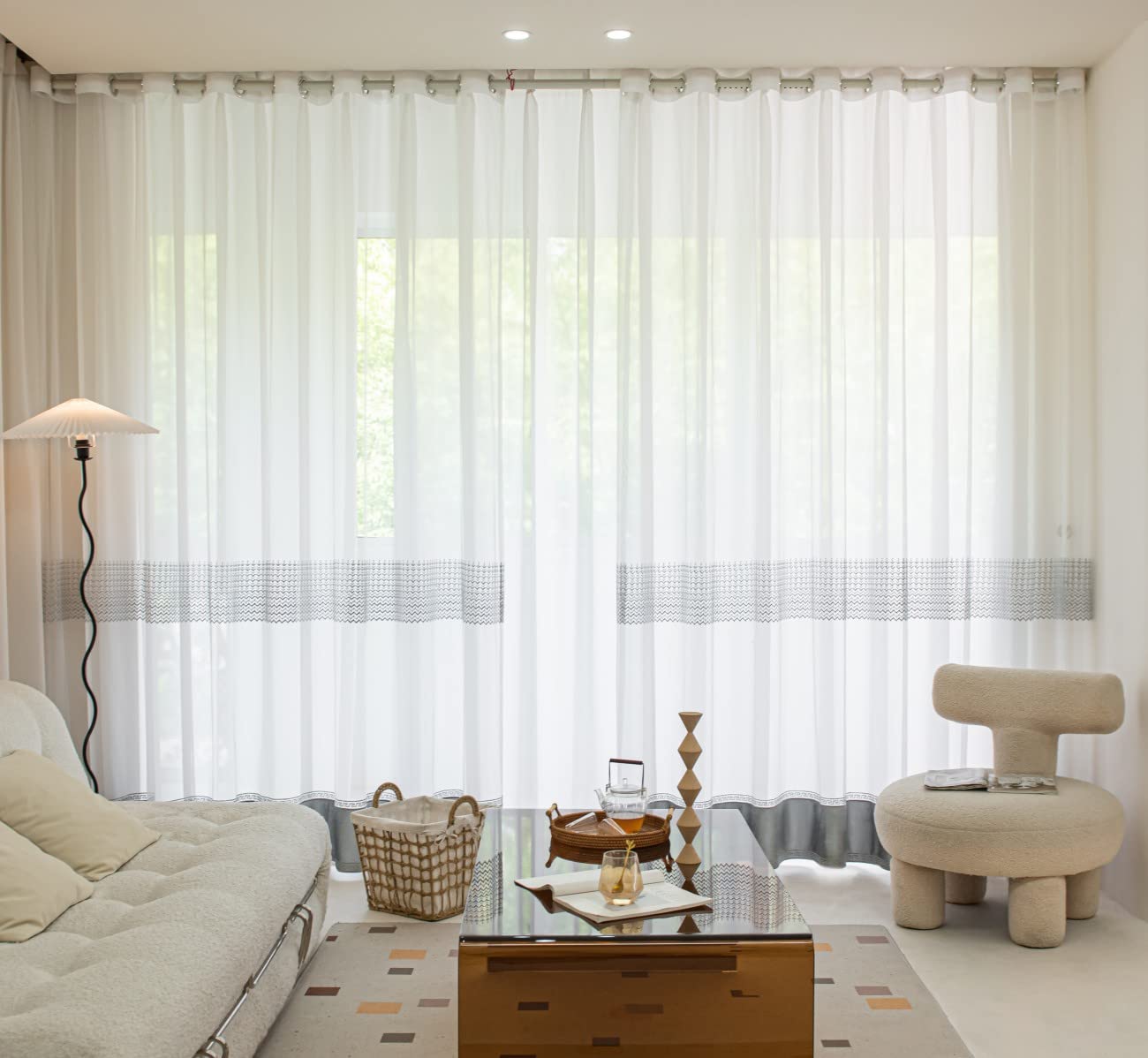 Sheer Net Curtains (Grey, 150)