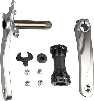 Bike Crank Arm Set, 170mm 104 BCD Mountain Bike Crank Set with Bottom Bracket Crank and Chainring Bolts for MTB BMX Road Bicyle, Compatible with Shimano, FSA, Gaint Black/Red/Silver