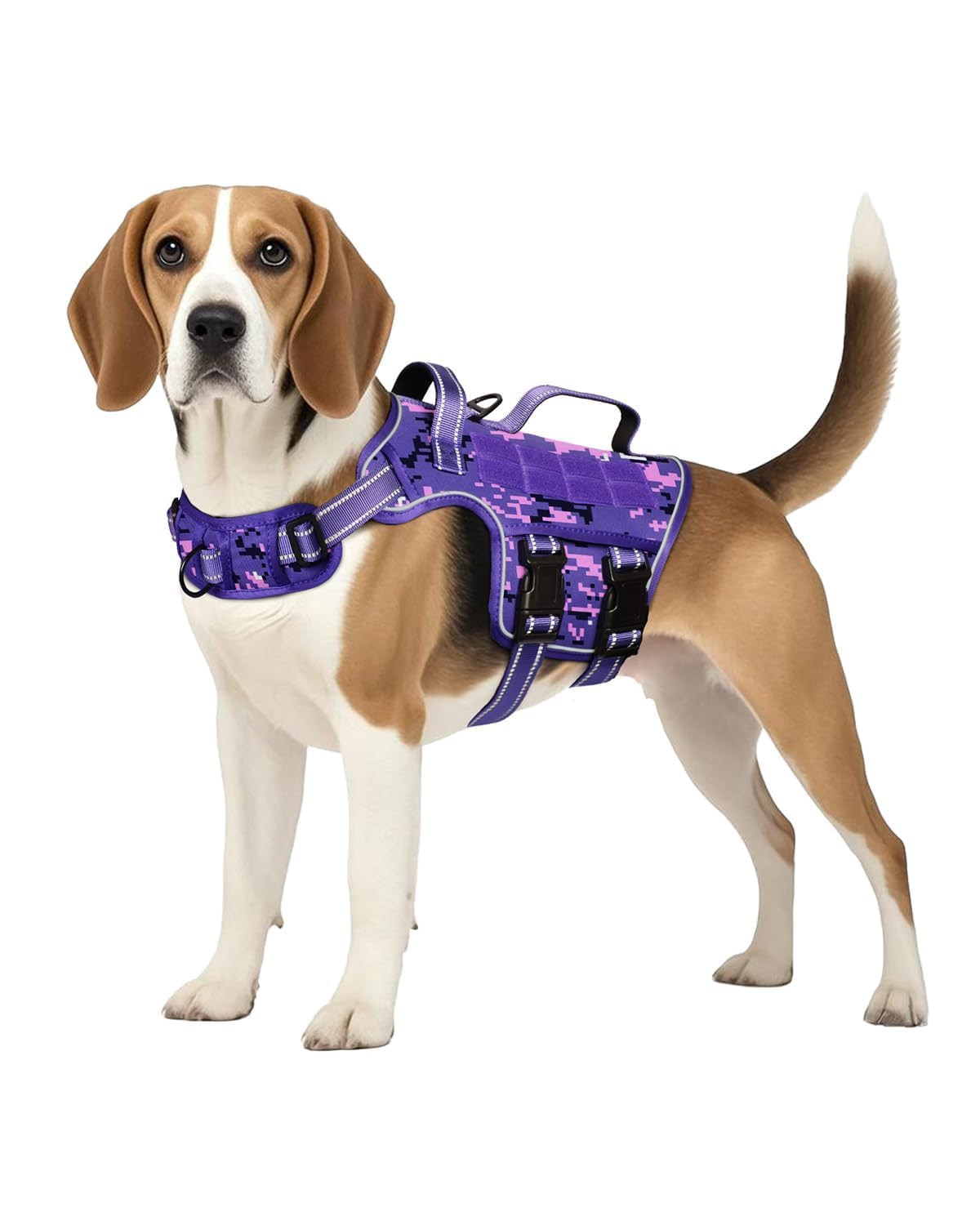 Tactical Dog Harness Medium, Heavy Duty No Pull Dog Vest with Handle, Easy On and Off Dog Vest with Molle System Reflective Pet Vest for Walking Hiking