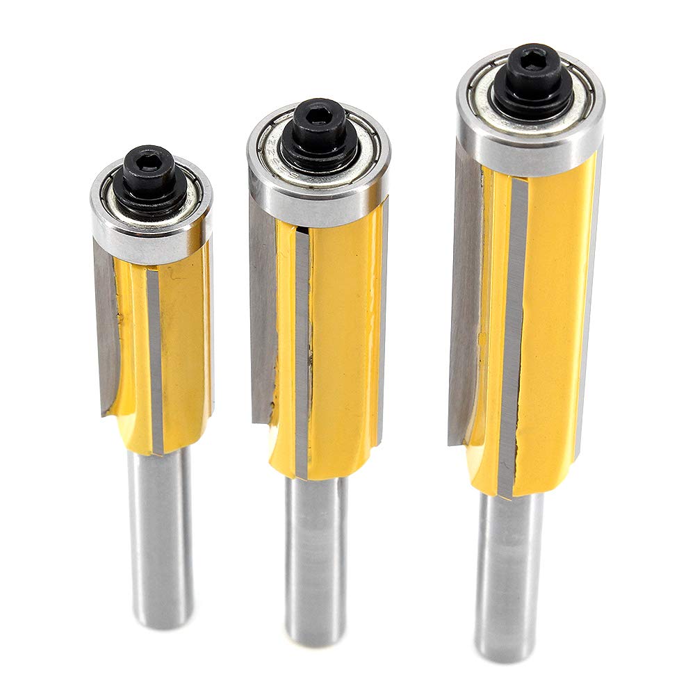 Fresa Per Legno A Taglienti Diritti - 3 Pezzi Con Cuscinetto, Gambo 8mm - Foto 2