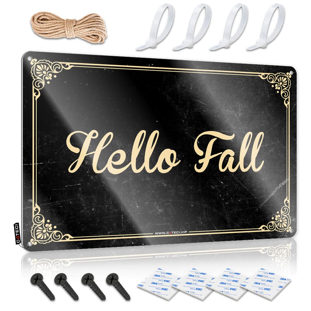 Cool Signs For Bedroom Hello Fall Tin Sign Signs For Garage Metal Bar Signs(30X40CM)