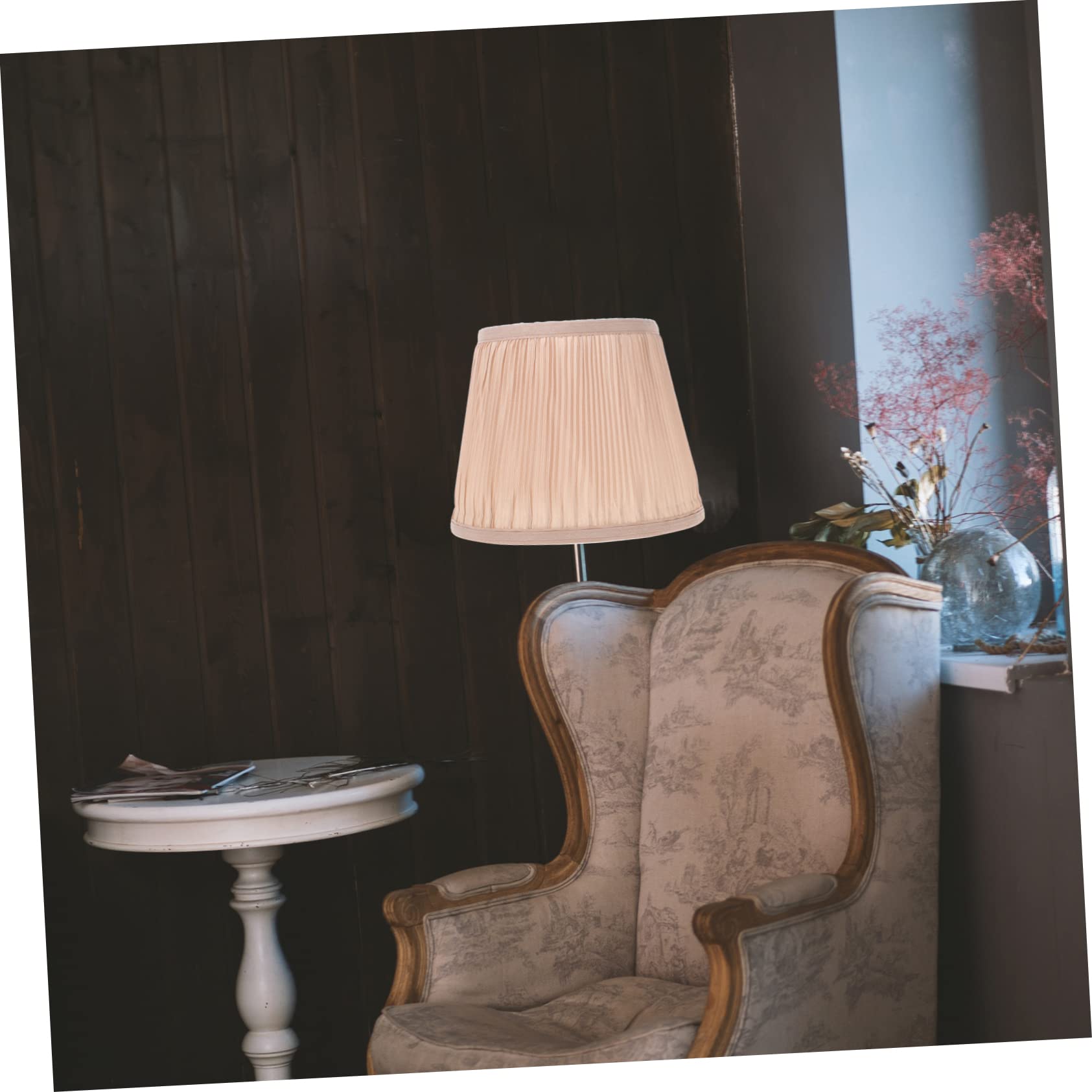 SHINEOFI Pantalla de Lámpara de Tela E27 Khaki para Salón y Restaurante | Estructura de Tejido y Metal, Diseño Sencillo y Delicado, Modelo para Pie y Mesa