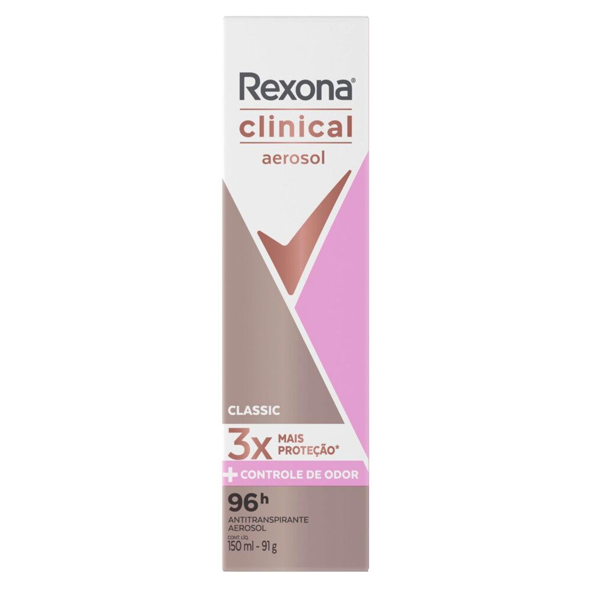 REXONA desodorante CLINICAL antitranspirante Aerosol Classic Para Mujer, 91 G