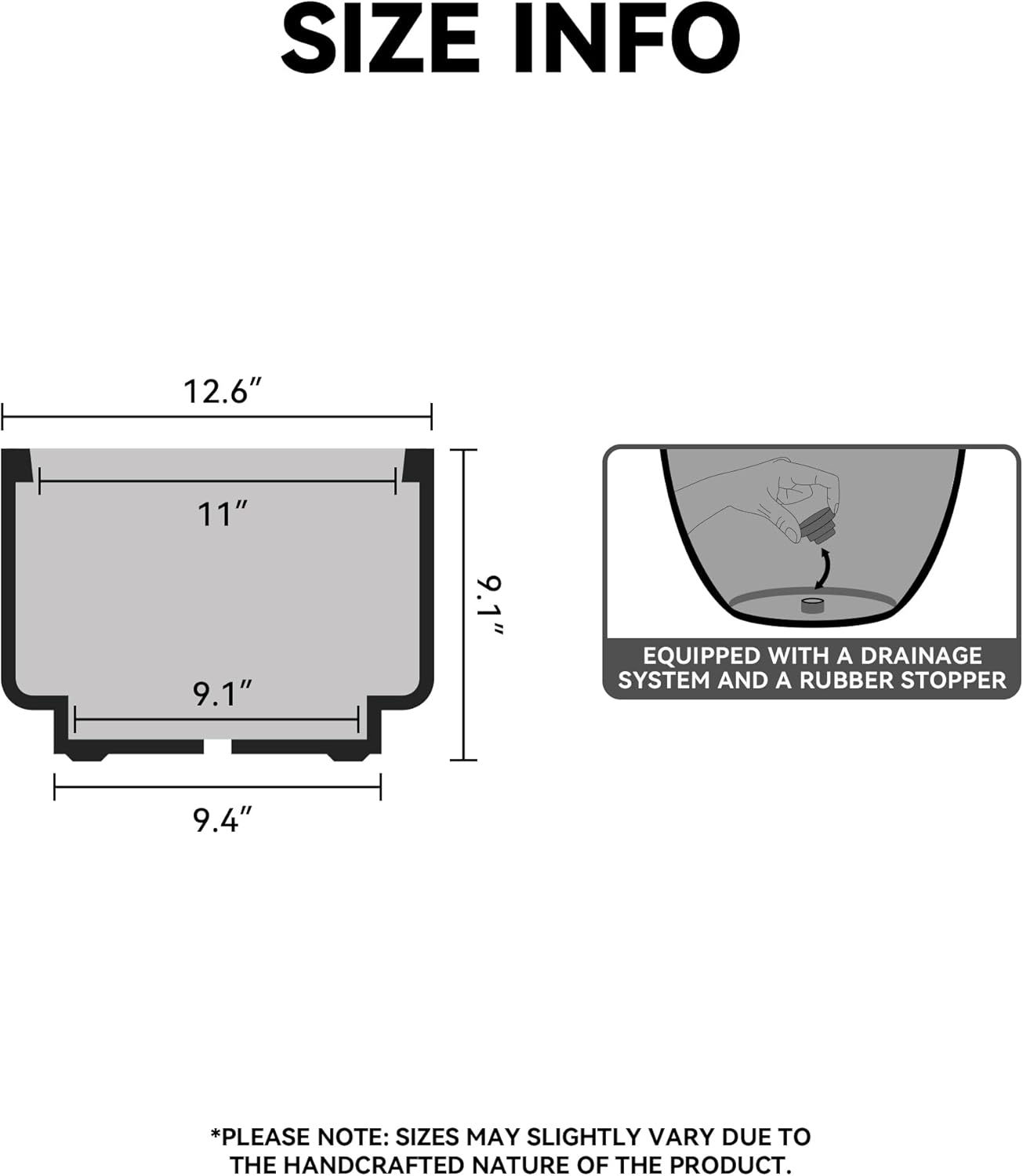 Kante 12.6 Inch Dia Concrete Planter, Round Pedestal Design Garden Pot for Indoor Outdoor Plants, Modern Flower Pot with Drainage Hole, Charcoal Finish with Painted Interior