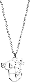 Koala Silver Origami Jewelry & Silver Geometric Necklace – 925 Sterling plated Silver Necklace & Koala Necklaces for Women – Koala Necklace for Girls & Origami Necklace