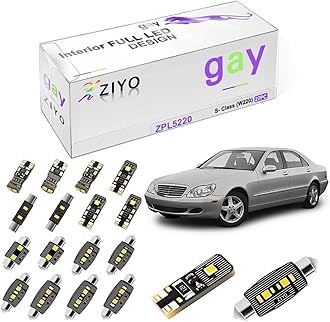 ZIYO ZPL5220 - LED Interior Light Kit Replacement for Mercedes Benz S Class W220 1995-2005, 6000K Xenon White Dome Light Bulbs Upgrage Error Free (W220 1995-2005 (22 Bulbs))