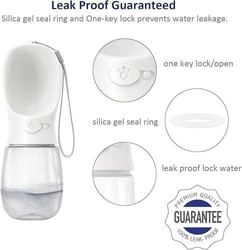 Miniatura 6 de WePet Botella de agua portátil para perros con contenedor de alimentos, 25 onzas + 6 onzas, dispensador de agua para cachorros a prueba de fugas con