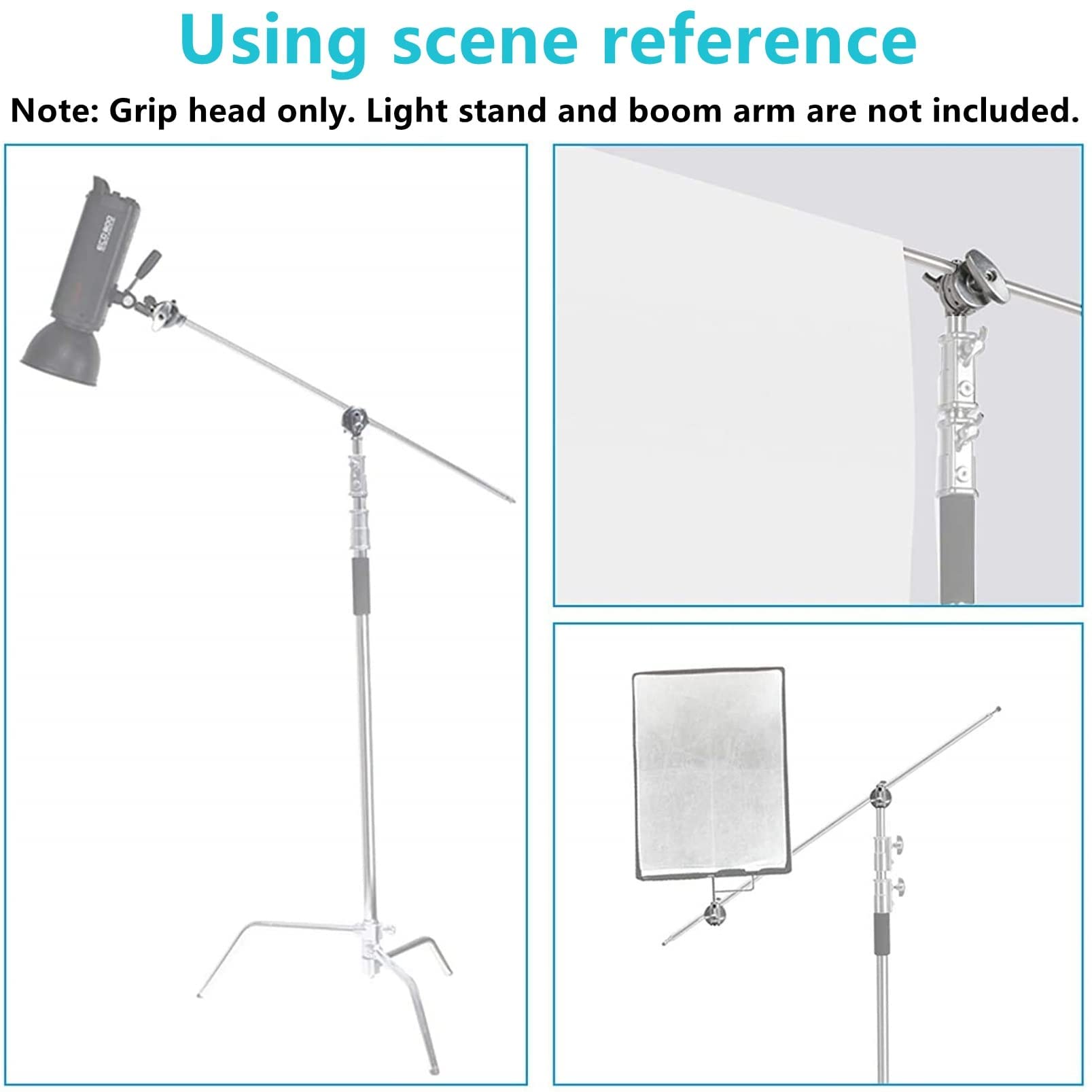 Selens Swivel Grip Head Griffkopf für C Ständer Lichtstativ Auslegerarm Boom Arm Fotografie, Schwerlast Rostfreier Stahl Griff Kopf Halter Adapter mit 4/7/11/15mm Schraubloch für C-Stand Light Stand
