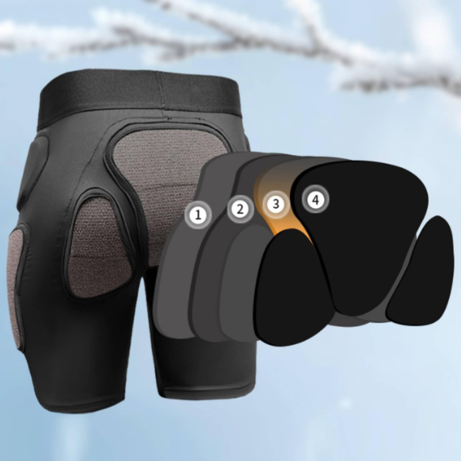 Amagogo Pantalones Protectores de Esquí con Absorción de Impactos Shorts Acolchados Pantalones de Protección Acolchado en Caderas y Asiento Malla de
