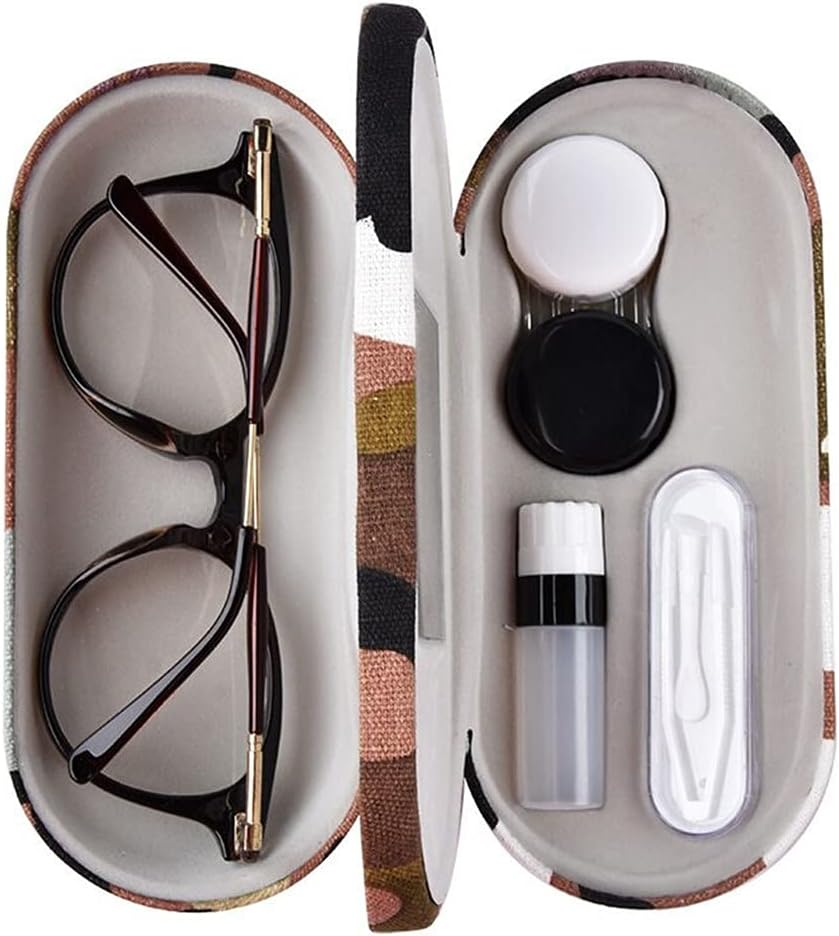 Kanasi Contact Lens Case with Mirror Tweezers Remover, 2 in 1 Double Eyeglass Case, Double Sided Portable Contact Lens Box for Home, Office and Travel, Size: 6.3 x 2.8 x 2.2 inches