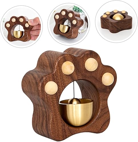 Miniatura 7 de Yardwe Shopkeepers Campana para apertura de puerta, timbre de madera para colgar nevera, decoración magnética, campanas de pata de gato, campana de