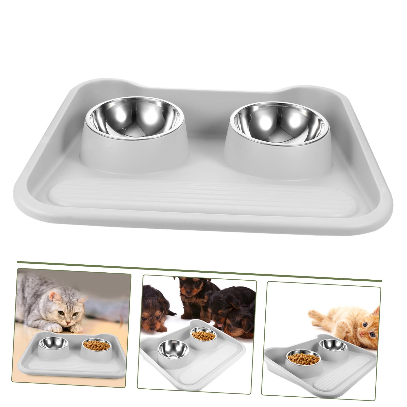 PartyKindom Ciotola Doppia per Cani e Gatti in Acciaio Inox con Altezza Adeguata e Facile da Pulire, per Alimentare Tuo Animale Domestico in Casa