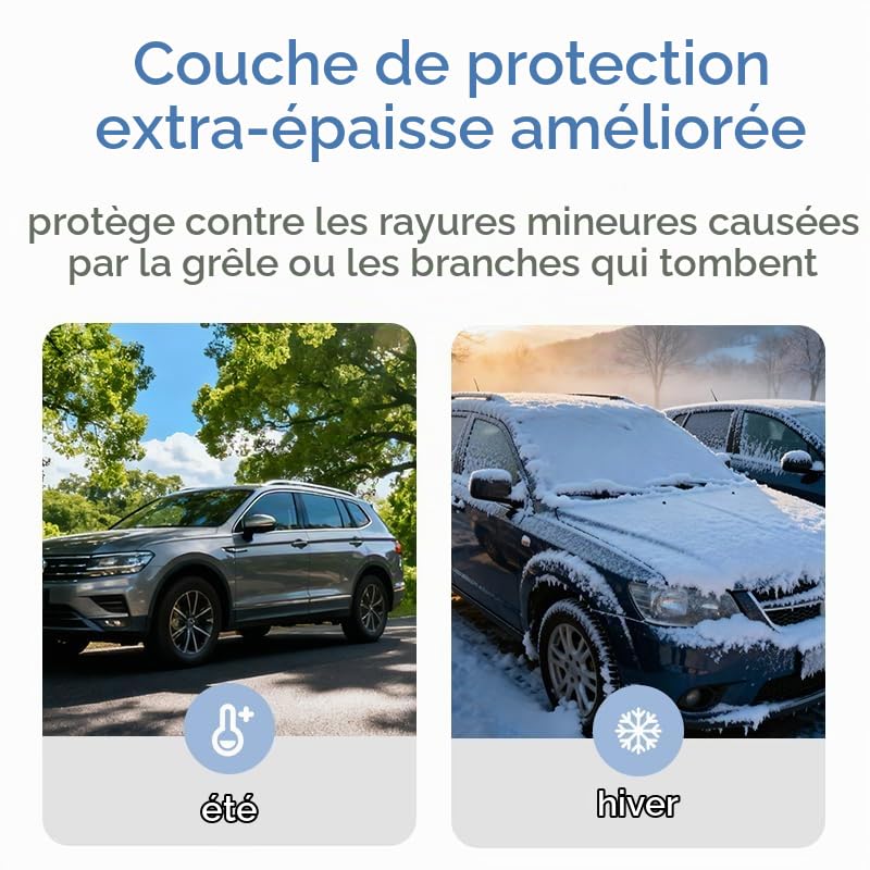 Couverture Pare-Brise Voiture, Bache Pare Brise Protection Couverture Repliable, Soleil et Poussière, Protection Réutilisable en 4 Couches pour Toutes Saisons, Facile à Installer-150 x 100cm