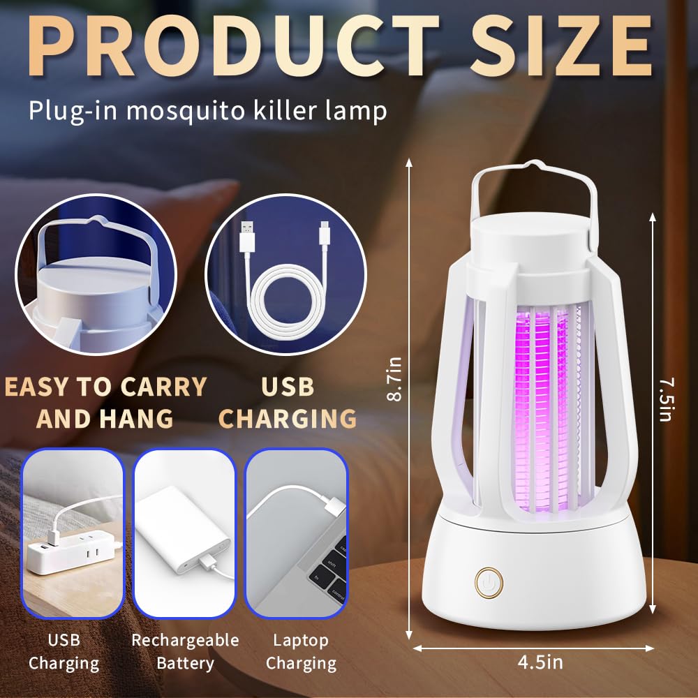 Bug Zapper Outdoor Indoor, Electric Fly Zapper with 4ft Power Cord, Three Modes Mosquito Killer?Waterproof Portable Mosquito Zapper for Home,Patio,Camping