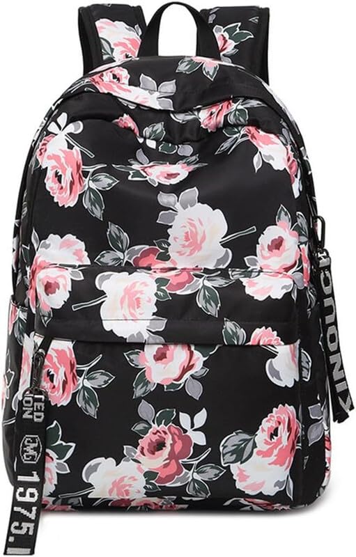 Shyam Ji Stylish Girls Backpack for School, College & Travel |Casual Daypack with Spacious Compartments & Durable Design Trendy Lightweight Travel Backpack for Teens, Black White-image-27