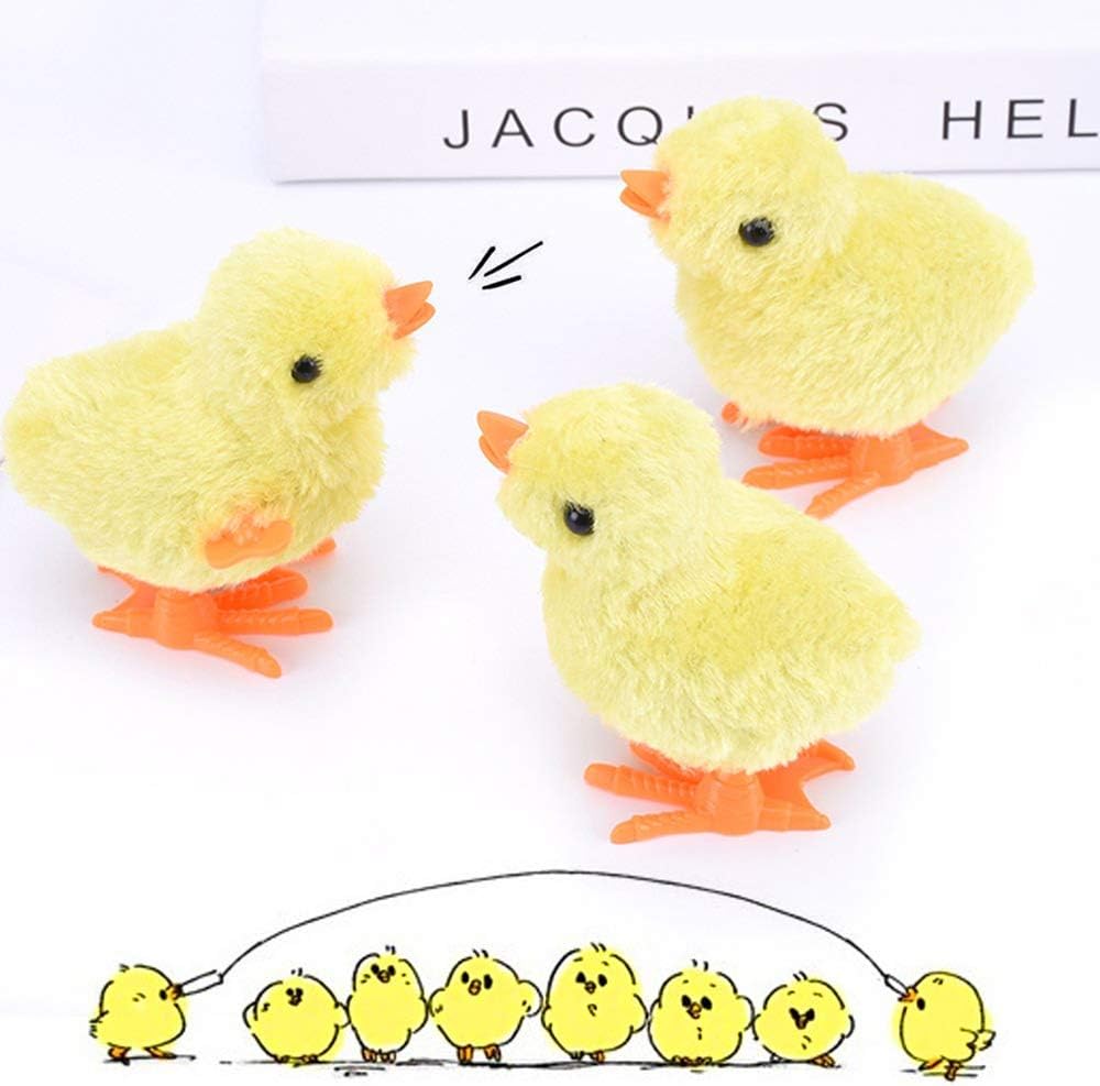 8 Pack Easter Chick Wind-Up Toys, Plush Chick Clockwork Toys Fluffy Chicken Wind Up Toys Novelty Walking Jumping Toys for Kids Easter Egg Hunt Basket Stocking Stuffer Party Favor Birthday Gift