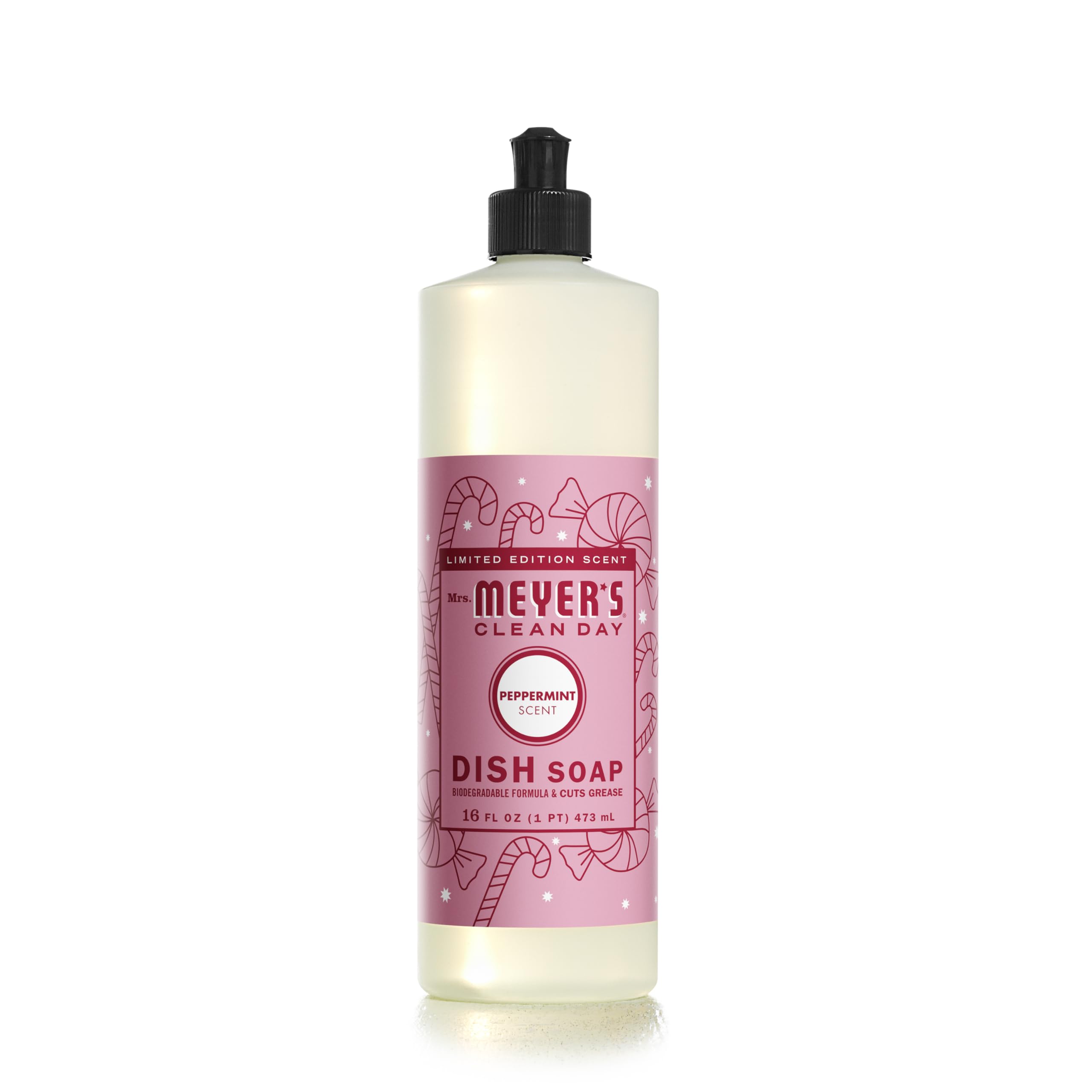 MRS. MEYER'S CLEAN DAY Liquid Dish Soap, Biodegradable Formula, Limited Edition Peppermint, 16 fl. oz Peppermint 16 Ounce (Pack of 1)