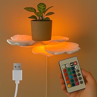 Layered Mushroom Shelf Lamp - 15-Color LED Wall Light - USB Powered - Organic Cottagecore Decor for Living Room, Bedroom, Office - Unique Fungi-Inspired Accent Shelf