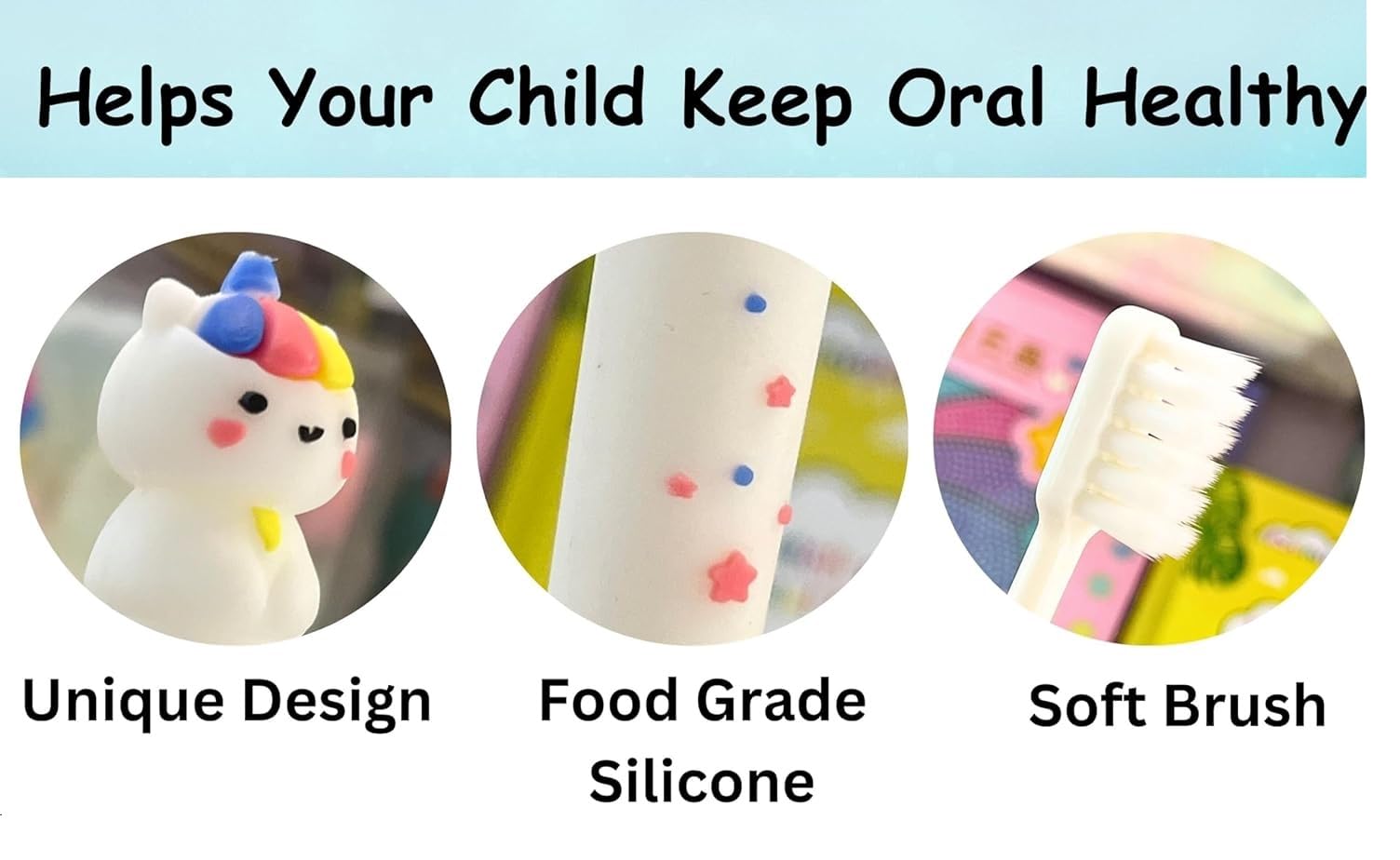 IndusBay® Kids Toothbrush with Storage Case, Unicorn Design Soft Tooth Brush, Extra Microfiber Soft Bristles Toothbrush for 3-6 Years old Children, Girls, White - Image 4 thumbnail