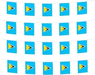 Saint Lucia Banner Flag String,Saint Lucia Mini Flag Small Banner, for Party, Shops and Bars Decorations, (Saint Lucia)
